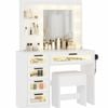 Ufurniture Dressing Table Stool Set 10 LED Bulbs Mirror Vanity Desk with Storage Drawers & Shelves Make up Table White