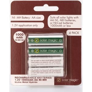 Solar Magic AA 1000mAh Ni-Mh Rechargeable Batteries - 4 Pack