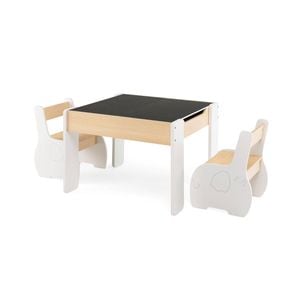 Costway 4-in-1 Kids Table And Chair Set Wooden W/detachable Blackboard White