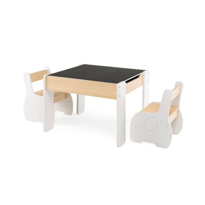 Costway 4-in-1 Kids Table And Chair Set Wooden W/detachable Blackboard White