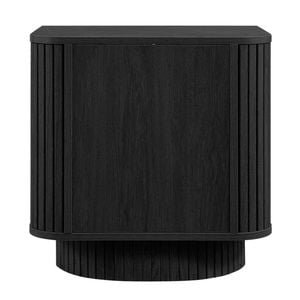 Design Square Mayim Scandinavian Woodgrain Nightstand Bedside Unit Side Table 1-Door Black