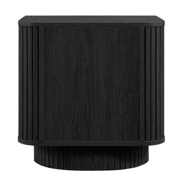 Design Square Mayim Scandinavian Woodgrain Nightstand Bedside Unit Side Table 1-Door Black