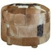vidaXL Pouffe Goatskin Leather Round 50x50x45cm Footstool Ottoman Padded Seat