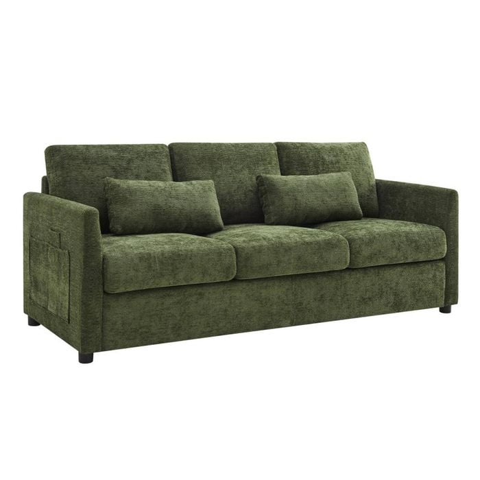 Brighton Sofa Couch Lounge 3 Seater Olive Fabric