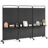 Costway 262x188cm 3-panel Folding Room Divider Mobile Privacy Screen Black