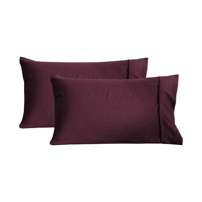 Dreamaker Superfine Washed Microfibre Standard Pillowcase Twin Pack - Cherry