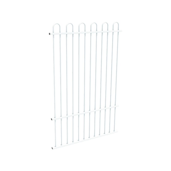 ProtectorAl 350 - 1200 x 1800mm Pearl White Aluminium Loop Top Pool Fence Panel With Mid Rail