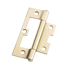Lane 90 x 54 x 1.6mm Brass Plated Fixed Pin Easy Fit Hinge - 2 Pack