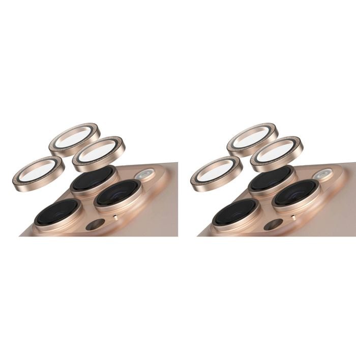 2PK PanzerGlass SAFE Cam Lens Protector For iPhone 16 Pro Max Glitter Gold