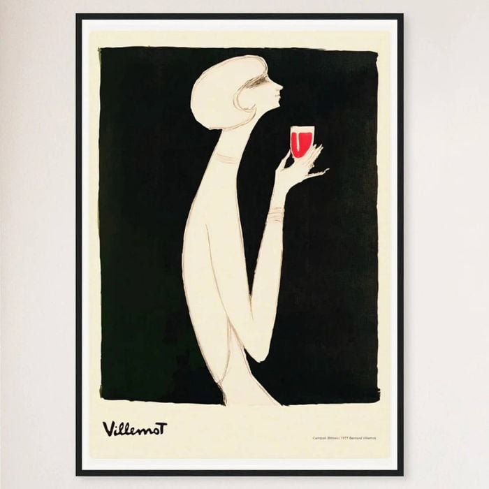 Galrie Campari Bitter 1977 Vintage Poster by Bernard Villemot - Retro Wall Art, Black Frame, A1 60 x 84cm (23 x 33inch)