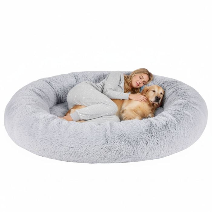 Advwin Extra Large Human Dog Bed Plush High Density Foam Bolster Removable Cover
