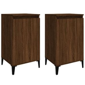 vidaXL Bedside Table Nightstand Side Cabinet 2 pcs Brown Oak
