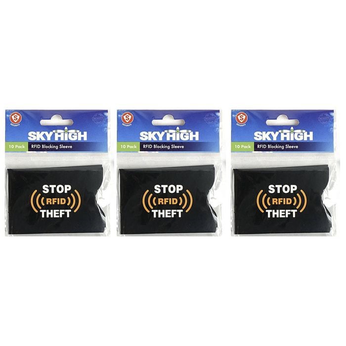 30pc Sky High Rfid Blocking Sleeve Passport/Card Wallet