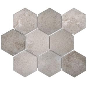 Decor8 Tiles 30 x 30cm Grey Como Hexagon Stone Porcelain Mosaic Tile