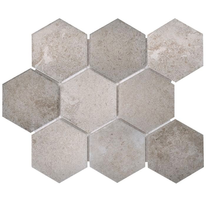 Decor8 Tiles 30 x 30cm Grey Como Hexagon Stone Porcelain Mosaic Tile