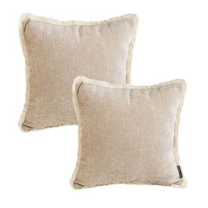 SOGA 2X 45CM Milk Coffee Chenille Throw Pillows