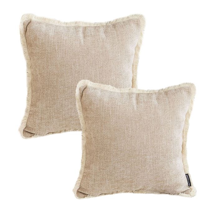 SOGA 2X 45CM Milk Coffee Chenille Throw Pillows