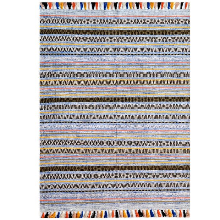 Handwoven Natural Mizo Rug-6320-Blue Multi-120x180cm