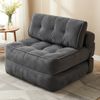 Advwin 3-in-1 Folding Sofa Bed Corduroy Convertible Sleeper Couch w/ Pillow Foldable Mattress Single Lazy Couch Dark Grey