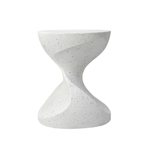 P&P White Twisted Hourglass Speckled Side Table Or Stool