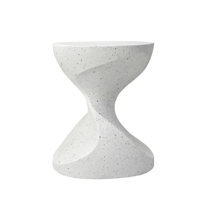 P&P White Twisted Hourglass Speckled Side Table Or Stool