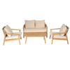 Harry 4-Piece Acacia Wood Outdoor Lounge Set with 2-Seater Sofa, 2 Armchairs & Coffee Table