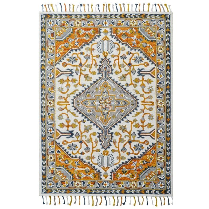 Handmade Lyon Wool Rug-6300-Ivory Grey-160x230cm