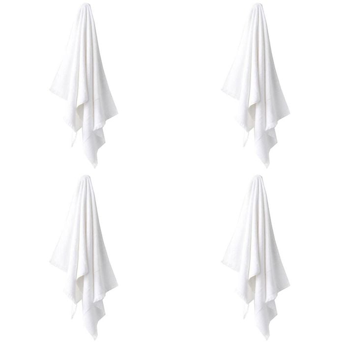 4PK Linen House Aria Cotton/Bamboo Face Washer 33x33cm - White