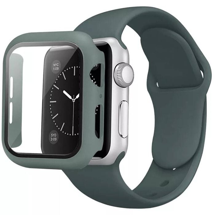 Silicone Sports Watch Band Strap + Case Set - For Apple iWatch [42mm Series 3] (Green)