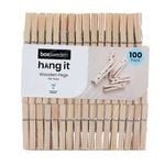 Boxsweden Wooden Clothes Pegs - 100 Pack