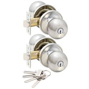 Ikonic Bright Chrome Ruby Entry Knob Set - 2 Pack