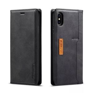 Leather Wallet Magnetic Cover Flip Case - For Apple iPhone XS Max (Black)