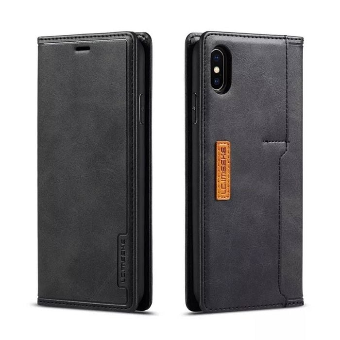 Leather Wallet Magnetic Cover Flip Case - For Apple iPhone XS Max (Black)