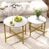 Costway 2pcs Round Coffee Table Nesting Side End Table