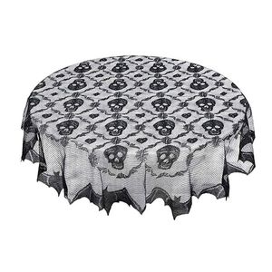 Catzon Halloween Black Skull Head Tablecloth 102cm Round