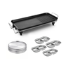 SOGA Kitchenware Bundle – 48cm Electric BBQ Grill with Silver Grilling Plate & Divided Sauce Pan