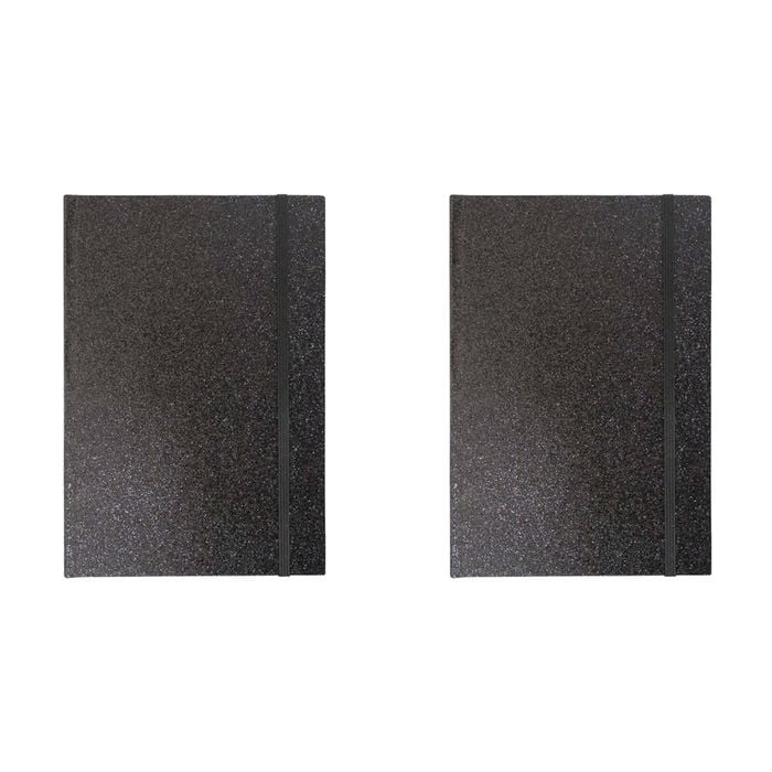 2x Lvd 21cm Notebook A5 Journal Writing Paper Stationery 80 Pages Glitter Black