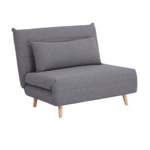Bishop 1 Seater Sofa Futon Bed Love Seat Fabric Lounge Couch Light Charcoal