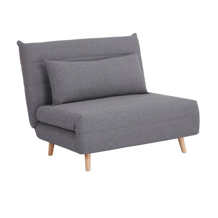 Bishop 1 Seater Sofa Futon Bed Love Seat Fabric Lounge Couch Light Charcoal
