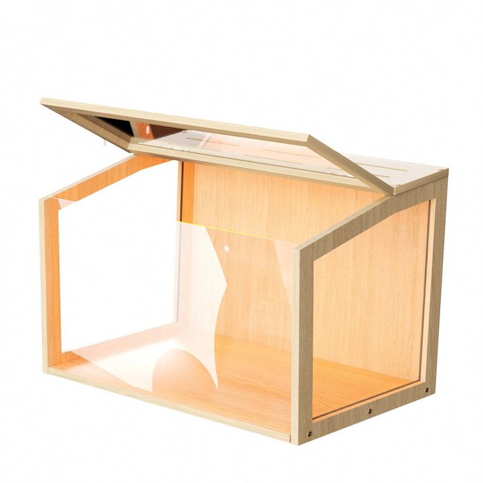 BingoPaw Wooden Hamster Cage Tempered Glass Habitat with LED Light 60x40x40cm
