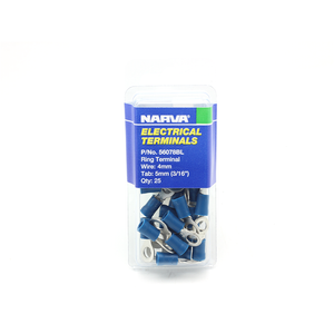 Narva 4mm Blue Electrical Ring Terminal - 25 Pack