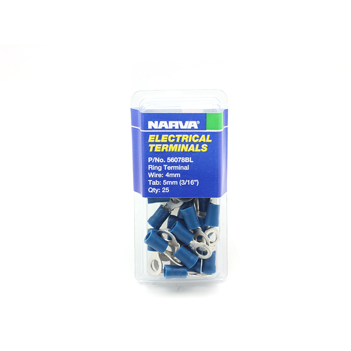 Narva 4mm Blue Electrical Ring Terminal - 25 Pack