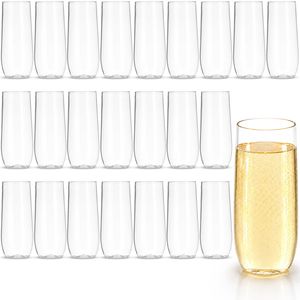 Rowdy Crowd Champagne Flutes Catering 24 Pack 285ml - Unbreakable Tritan Plastic Stemless Dishwasher Safe