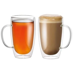 Barista Cafe Double Wall Thermal Glass Mug Set of 2 Baccarat