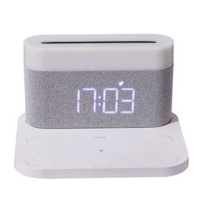 Catzon 3-in-1 Wireless Charger Alarm Clock With Adjustable Night Light-white