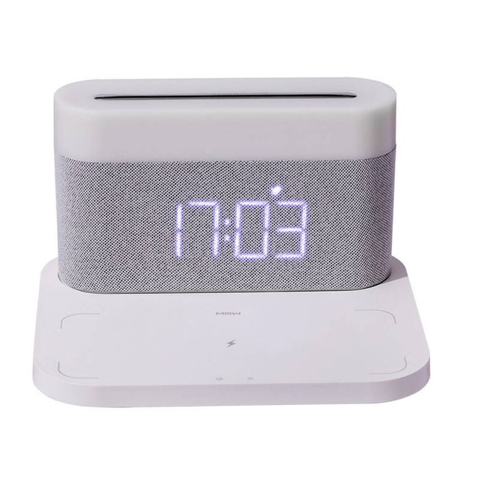 Catzon 3-in-1 Wireless Charger Alarm Clock With Adjustable Night Light-white