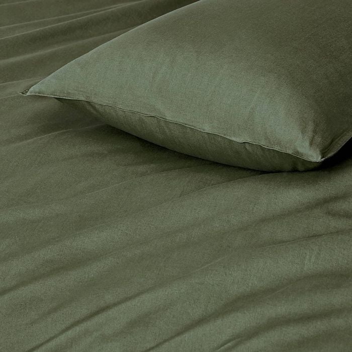Gioia Casa Vintage Washed 100% Cotton Standard Pillowcase 2 Pcs - Khaki Green