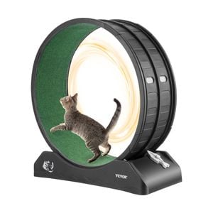VEVOR Cat Exercise Wheel Black with Secure Brake Carpeted Runway for Pets Weight Loss Health