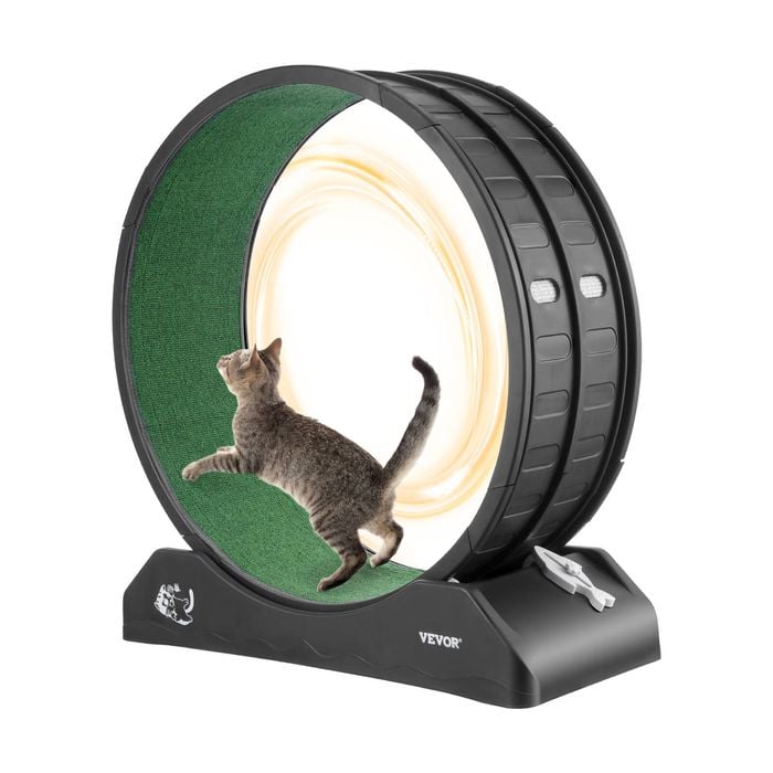 VEVOR Cat Exercise Wheel Black with Secure Brake Carpeted Runway for Pets Weight Loss Health