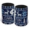 AFL Christmas Stubby Cooler - Carlton Blues - Rubber Base - XMAS